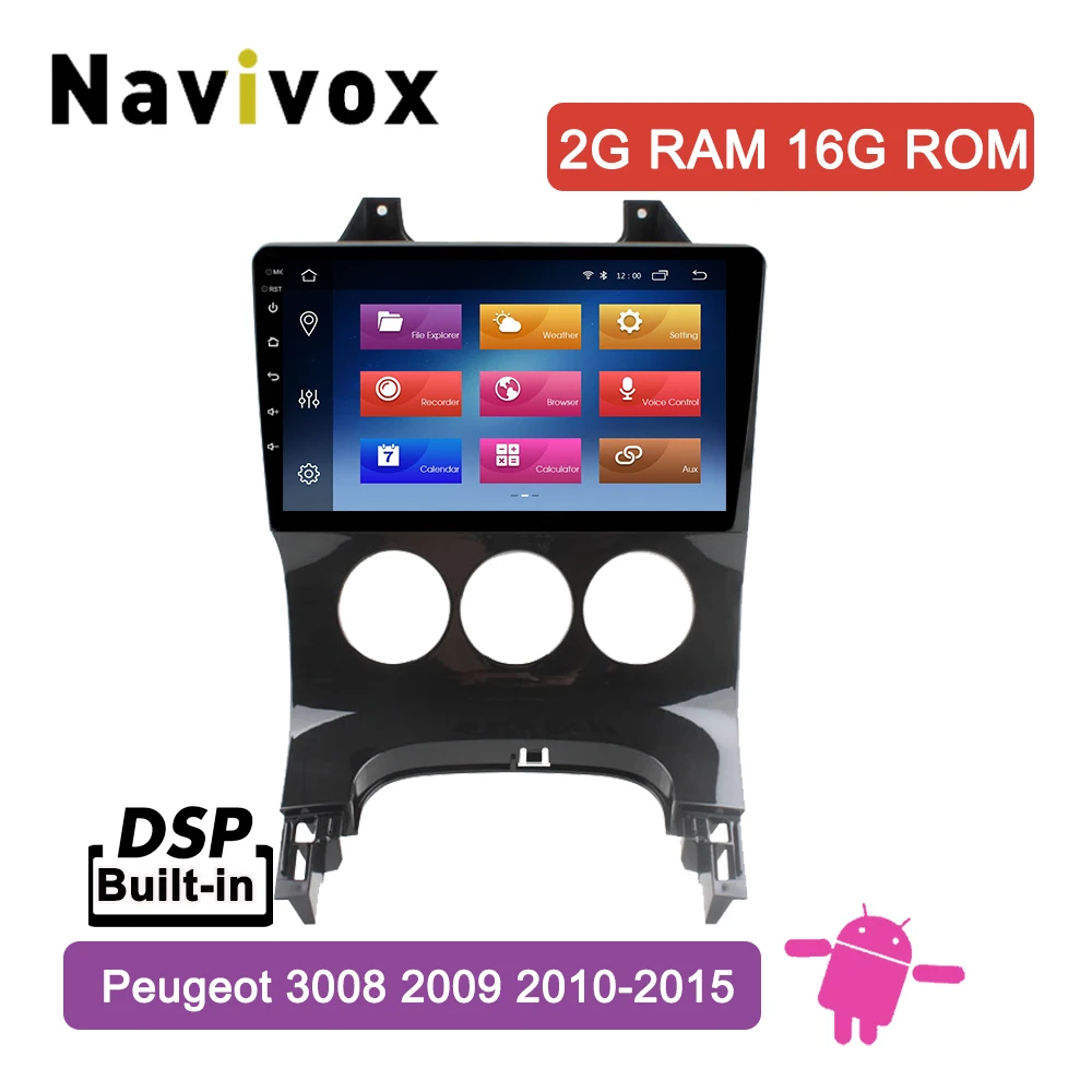 

Navivox 9 INCH Android 8.1 GPS navigation Car DVD Player for Peugeot 3008 2009 2010-2015 With Bluetooth WiFi SWC