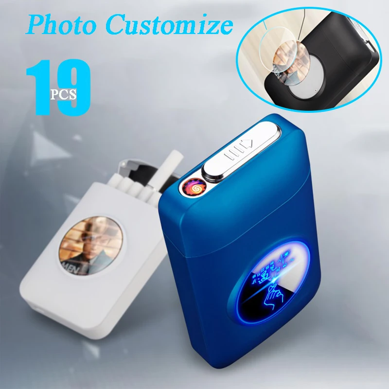 

Cigarette box with electronic lighter customized cigarette case USB charge smoking accessories waterproof technology gadgets