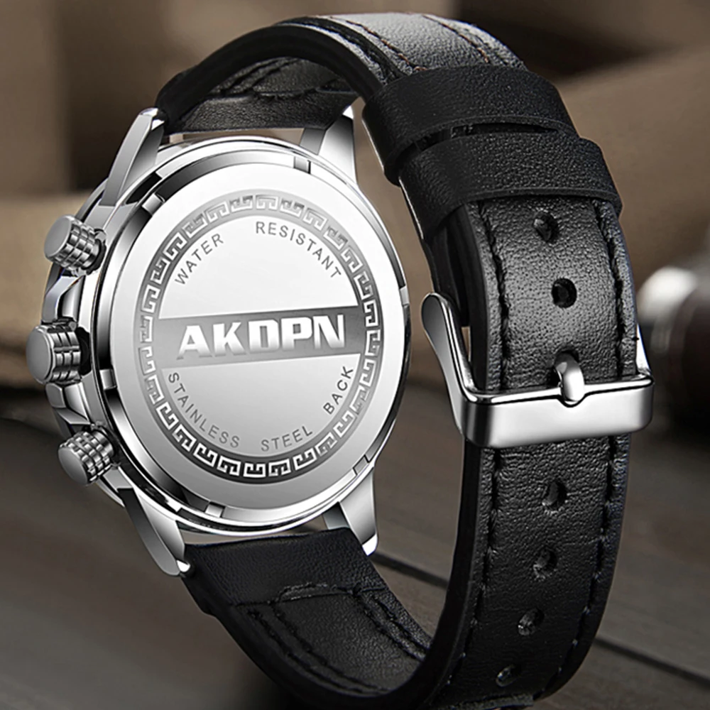 Luxury Quartz Men's Watch Function Dial Luminous Date Classic Sports Chronograph Male Watches Waterproof Leather Strap Relogio