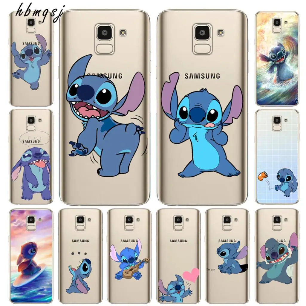 Cute phone case for samsung galaxy a10 a20 a30 a40 a50 a70 silicone soft tpu clear stich blue cartoon funny back |