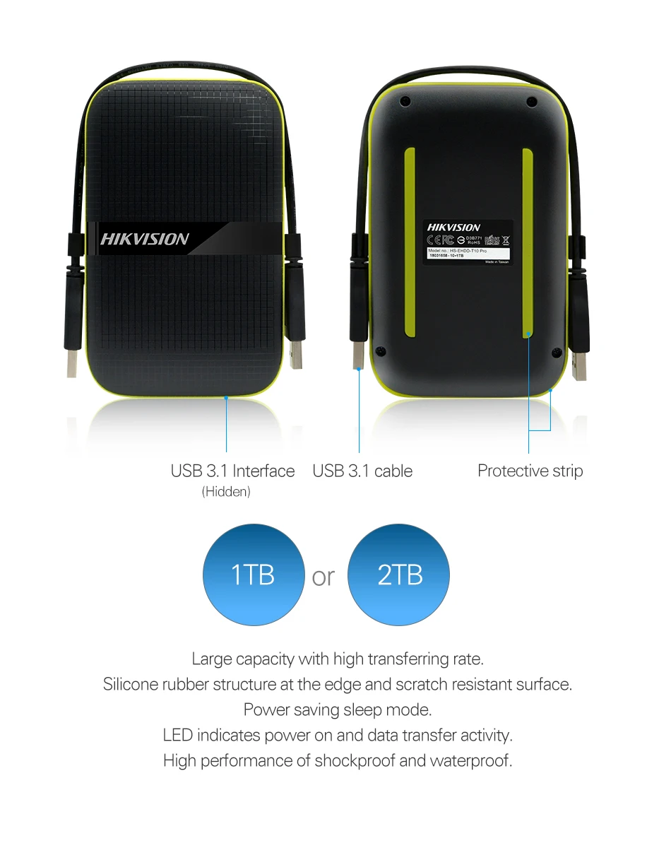 Hikvision оригинальный портативный жесткий диск 1 ТБ внешний HDD 2 USB3.1 Gen1 мобильный
