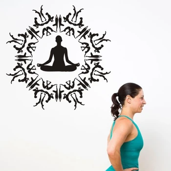 

Yoga Club Wall Sticker Decal Lotus Body-building Posters Vinyl Wall Decals Home Decoration Decor Mural Yoga Sticker