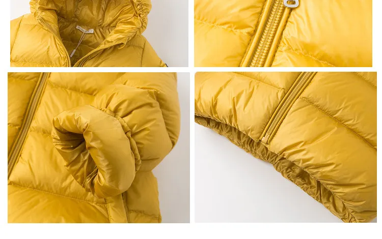 DB12013 dave bella/детская зимняя Ультралегкая пуховая куртка унисекс детская верхняя одежда на 90% белом утином пуху однотонное пальто на молнии с капюшоном