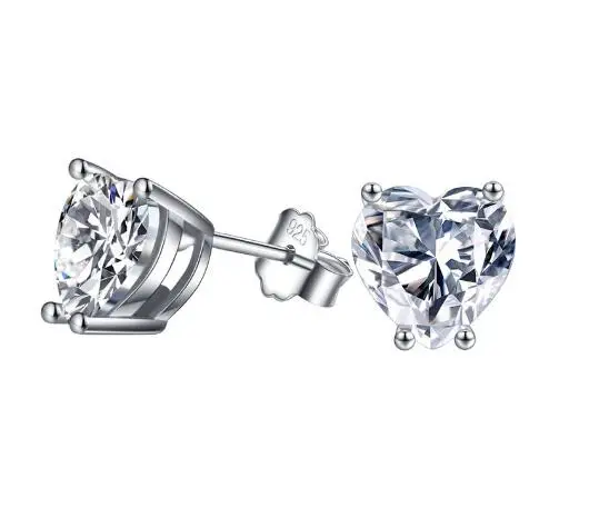 

tshou111 Fashion TIFF 925 Romance Sweet Love heart cystal Stud Earrings Zircon Stud Earrings