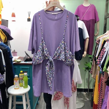 

Korean Style Fashion T Shirts Women Cotton Wild Casual 2020 Summer New Two-Piece Ladies T-shirt Short Sleeve Women Clothing