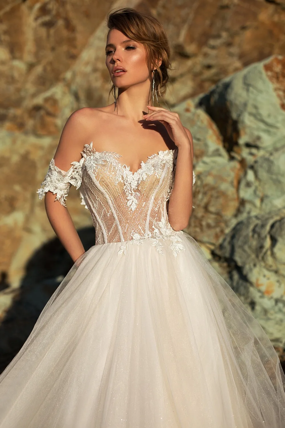 Богемное кружевное свадебное платье с открытыми плечами пляжные свадебные платья Милая без Рукавов дешевая линия Vestido De Noiva