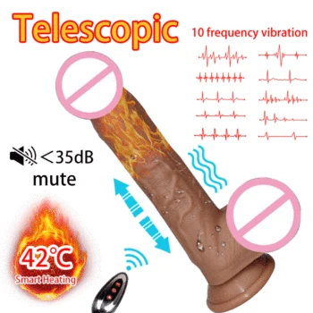 10 Speeds Dildo Vibrator With Suction Cup Telescopic Vibrating Heating Artificial Realistic Penis Sex Toy For Women Masturbation