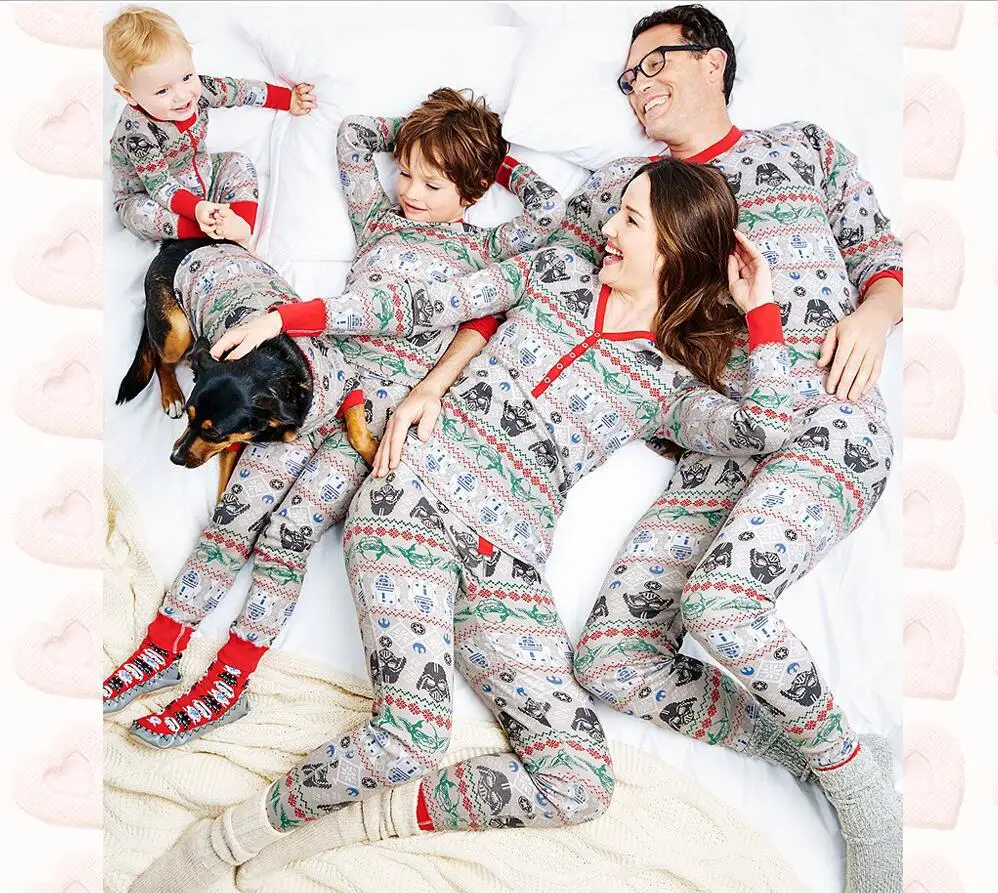 Oeak/рождественские пижамы для всей семьи; Одинаковая одежда для папы, мамы, дочки и сына; одежда для мамы и дочки; семейная одежда; Рождественская домашняя одежда - Цвет: gray