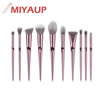 

Miyaup 2020 New Arrival Customized 10 pcs Cosmetic Foundation Eye Shadow Eyeliner Cosmetic Makeup Brush Set with Bag
