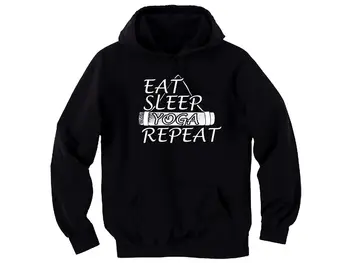 

Eat sleep yoga spirit wear meditation black graphic hoodie Great gift idea