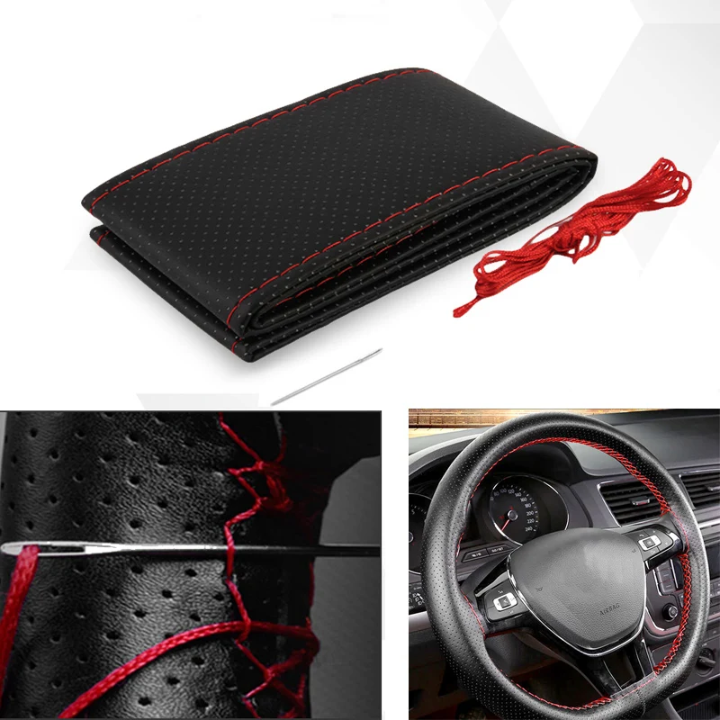 

Leather Car Steering Wheel Cover Soft Anti slip Braid Needle Thread For Toyota C-HR Corolla Rav4 Yaris Avensis Camry Accessories
