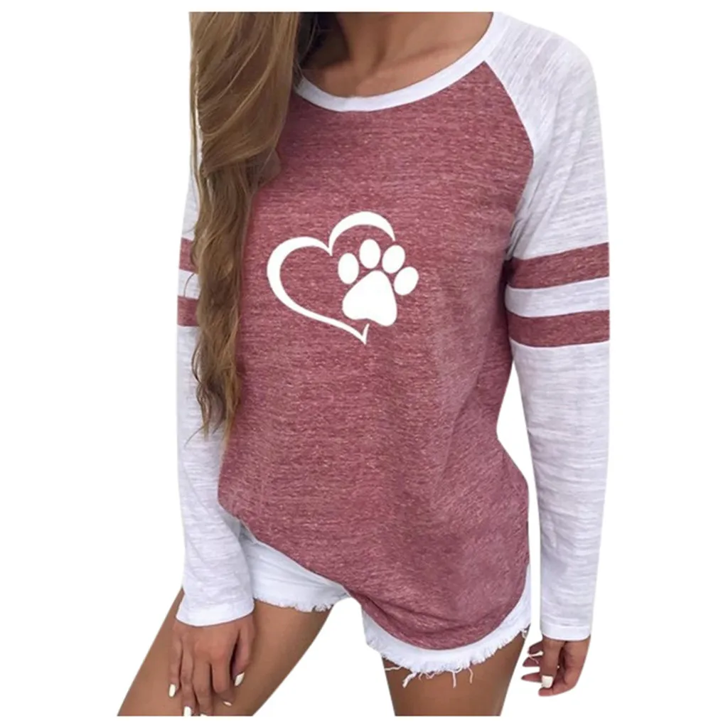 Camisetas verano mujer футболка женская с принтом круглый вырез длинный рукав Повседневная футболка Корейская одежда
