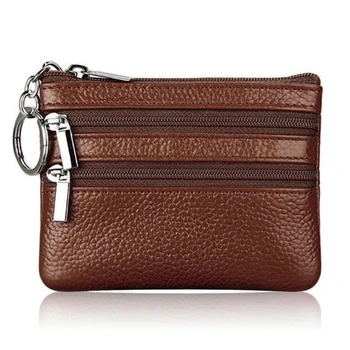 

Women Men Leather Coin Purse Card Wallet Clutch Double Zipper Small Change Bag 23GE