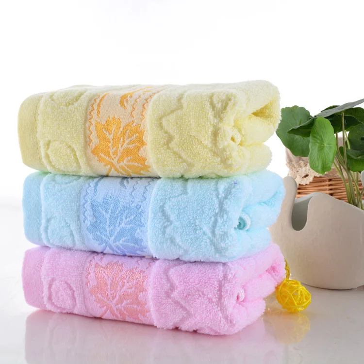 

[Towel Hot Sales Recommended] Pure Cotton Zero Twist Mention Leaf Color Silk Interrupted Handfeel Soft Absorbent