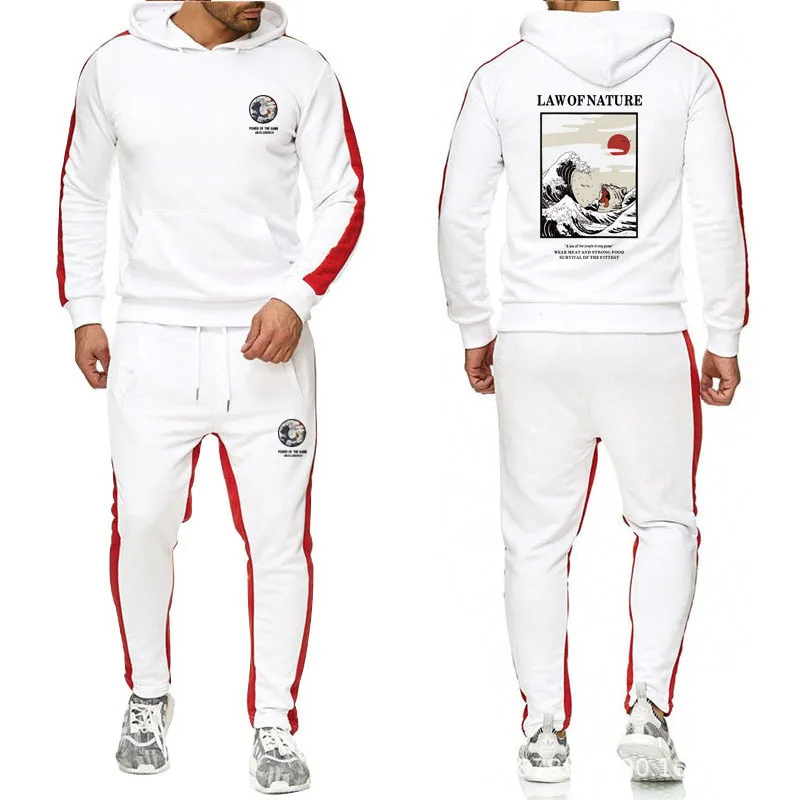Мужские спортивные костюмы с длинными рукавами, комплекты для бега, флисовые толстовки, зимние спортивные костюмы в японском стиле в стиле хип-хоп
