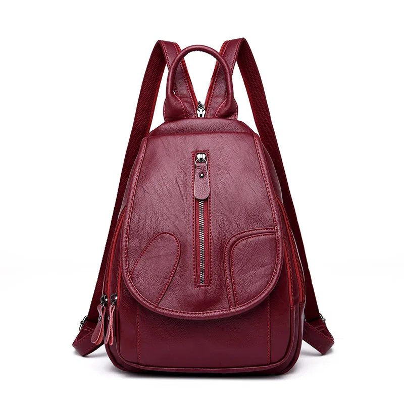 

Korean version double shoulder bag soft PU leather fashion leisure travel bra small backpack cross-border leisure double