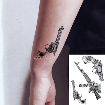 

Waterproof Temporary Tattoo Sticker Different Design Guns Skull Flower Fake Tatto Flash Tatoo Hand Arm Art for Women Men