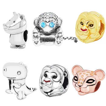 

New Arrival 925 Sterling Silver Beads ,Sparkling Lion Princess Monkey Charms fit Original Pandora Bracelets Women DIY Jewelry