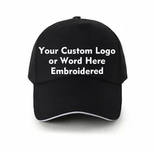 Изготовленная на заказ Шляпа Вышитая свой собственный текст или логотип Регулируемый 12 цветов изогнутый банкнот много цветная вышивка слово Кепка