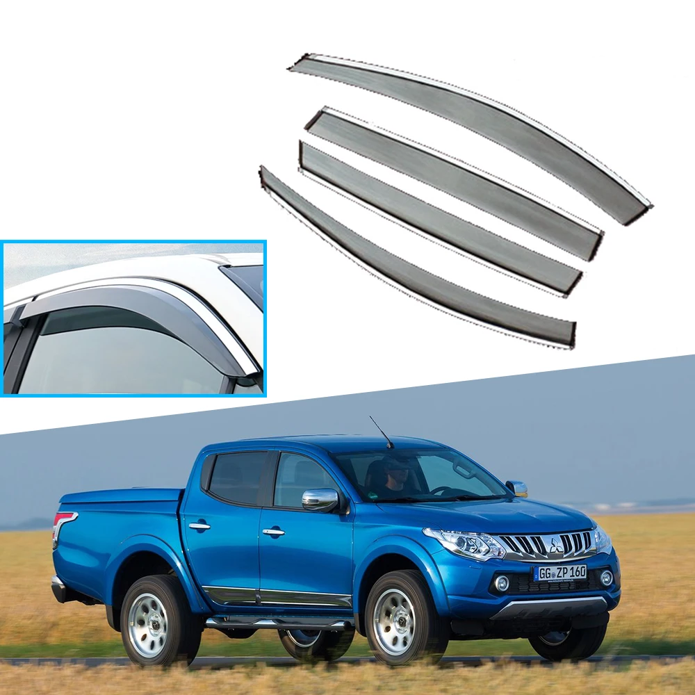 

for Mitsubishi Triton L200 Hunter KA KB 2015 2016 2017 2018 2019 2020 Window Visor Vent Awnings Rain Guard Deflector Accessories