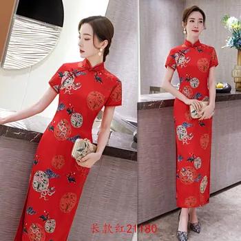 

Sexy Women Satin Daily Casual Dress Summer New Long Qipao Print Flower Chinese Cheongsam Size M-4XL