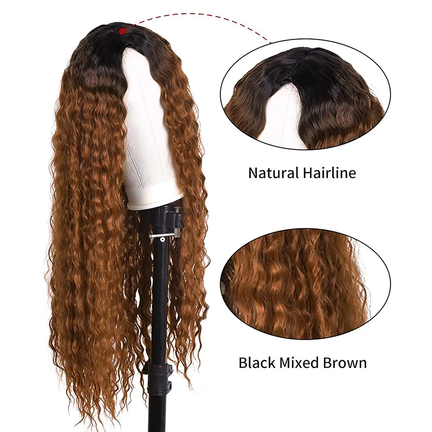 Long Water Deep Wave Headband Hair Black/White Women\'s Wigs Synthetic Natural Glueless High Temperature Fiber Hair Cosplay Daily