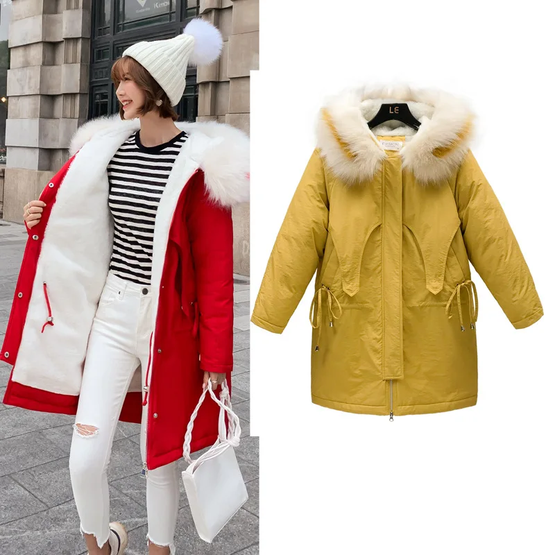 

Thick Women Coat Mid-length Warm Cold Protective Clothing Parka Loose And Plus-sized Students Winter Cotton Dress Coat Trend
