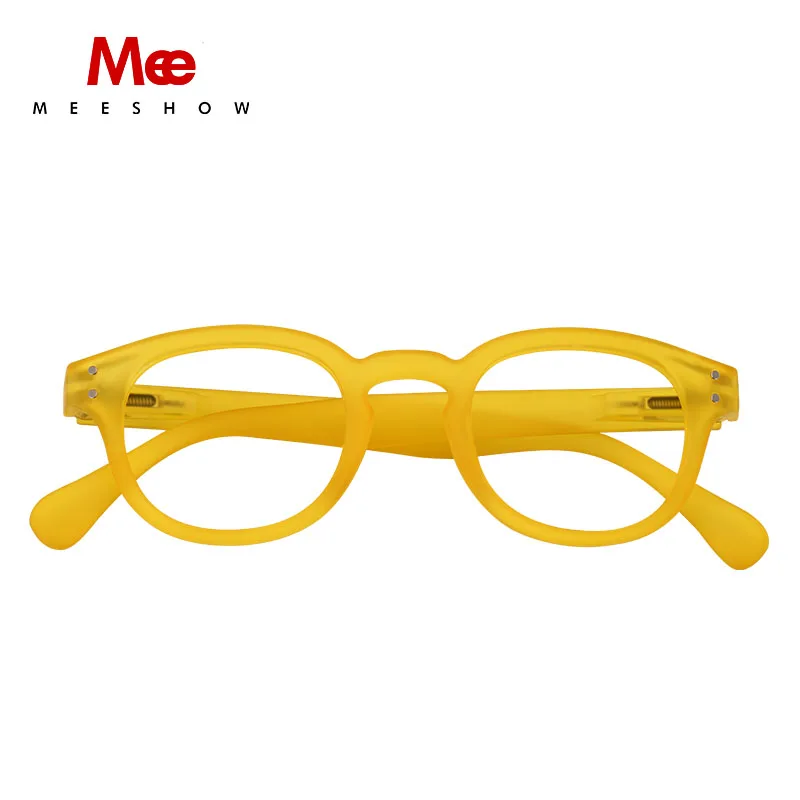 Yellow MEESHOW, анти-голубые лучи, очки для чтения, для мужчин и женщин, круглые ретро очки с диоптрией, французская Пресбиопия, 1513+ 1,5+ 2,0+ 2,5 - Цвет оправы: Yellow