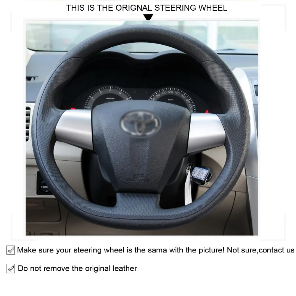 LUNDA черная кожа ручная строчка фотосессия для Toyota Corolla 2011 2012 2013 RAV4 2012|car steering wheel
