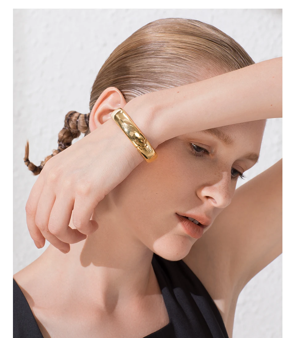 ENFASHION пустые широкие браслеты-манжеты для женщин, аксессуары золотого цвета, простые минималистичные браслеты, модные ювелирные изделия, B192029