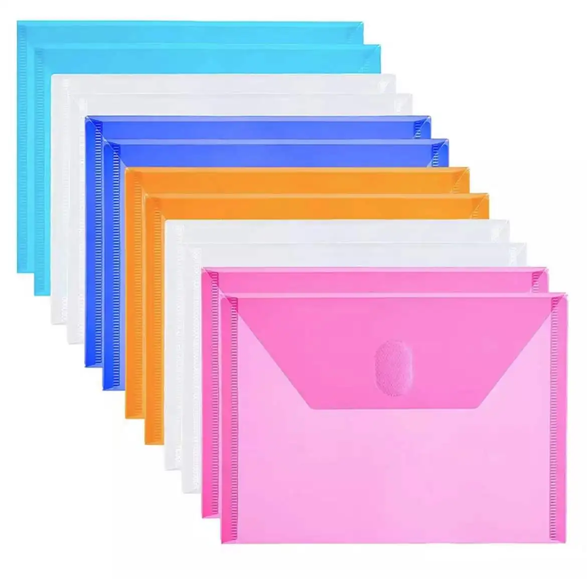 5pcs Large A5 Size Clear Plastic Small Envelopes with Hook & Loop