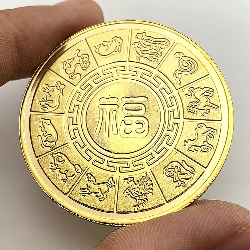 Монеты иностранных валют лунный календарь коллекция Искусство ремесло подарок год крысы памятная монета Китайский Зодиак сувенир