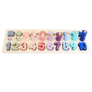 

Counting Shape Early Education Eco-friendly Wooden Baby Multicoloured Geometric For Children Toddlers Cognition Match Toys Kids
