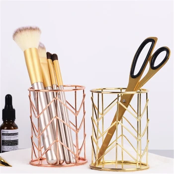 

Nordic Iron Pen Cup Pencil Holder Box Metal Desk Organizer Office Home School Decoration Accessories Makeup Brush Storage Holder
