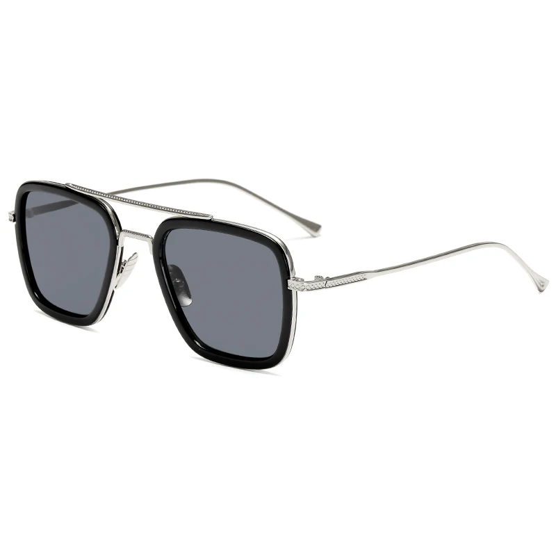 Longkeperer Tony Stark Железный человек солнцезащитные очки для мужские солнцезащитные очки для вождения винтажные женские металлические классические очки Oculos de sol UV400 - Цвет линз: C1Silver Grey