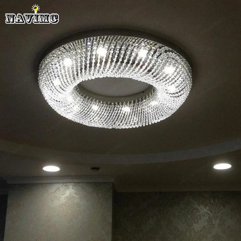 Современные роскошные круги гостиной потолочный светильник дома хрустальные лампы AC110-240V светильник