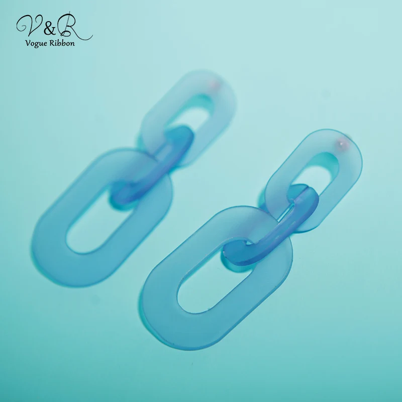925 Sterling silver post drop earring, acrylic link, matte surface. fashion jewelry for girl  (3)