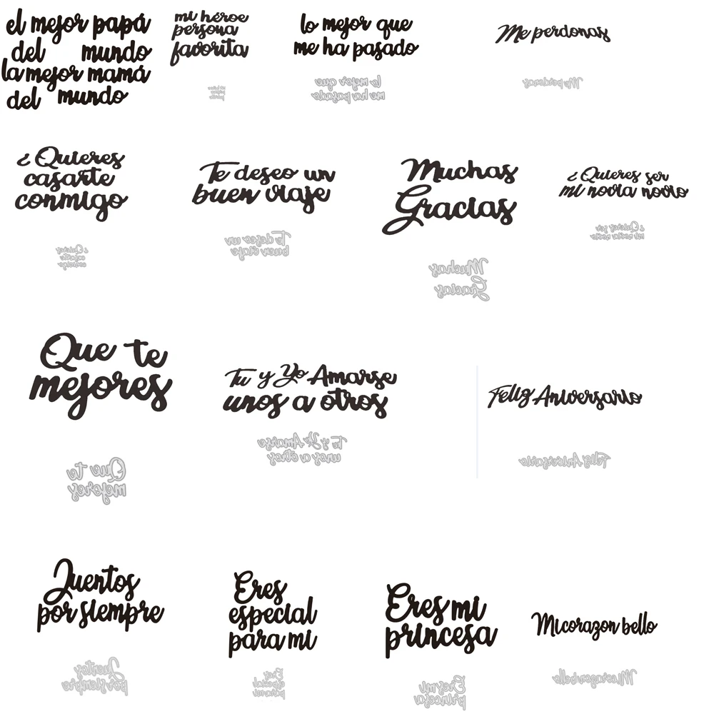Various Spain Words Dies Cut Metal Stencil Template for DIY Embossing Paper Photo Album Gift Greeting Cards Making New Arrival | Дом и сад