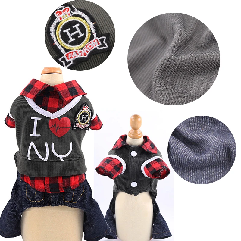 

Four The Foot Jumpsuits Dogs Clothes Set Navy Wind School Summer Spring Coat Jacket Dogs Clothes For Small Dress Pets Products