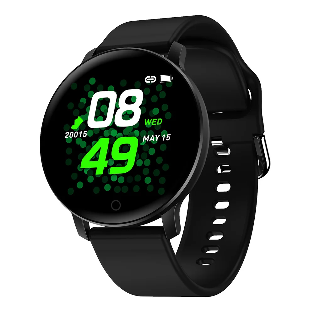 Фитнес Смарт-часы для мужчин и женщин HeartRate Монитор артериального давления Smartwatch водонепроницаемый smartband для Android Ios iphone браслет - Цвет: Черный