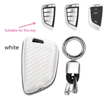 

Key Cover Shell Case Holder Key Case Carbon fiber+Galvanized Alloy for BMW X5 F15 X6 F16 G30 7 Series G11 X1 F48 F39 Accessories