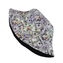 Двусторонняя Панама граффити доллар 3D принт Рыбак Кепка A0NF