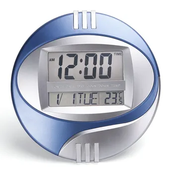 

Number Display LED Electronic Wall Clock Snooze Table Clock Mute Bracket Clock Round LCD with Calendar Temperature