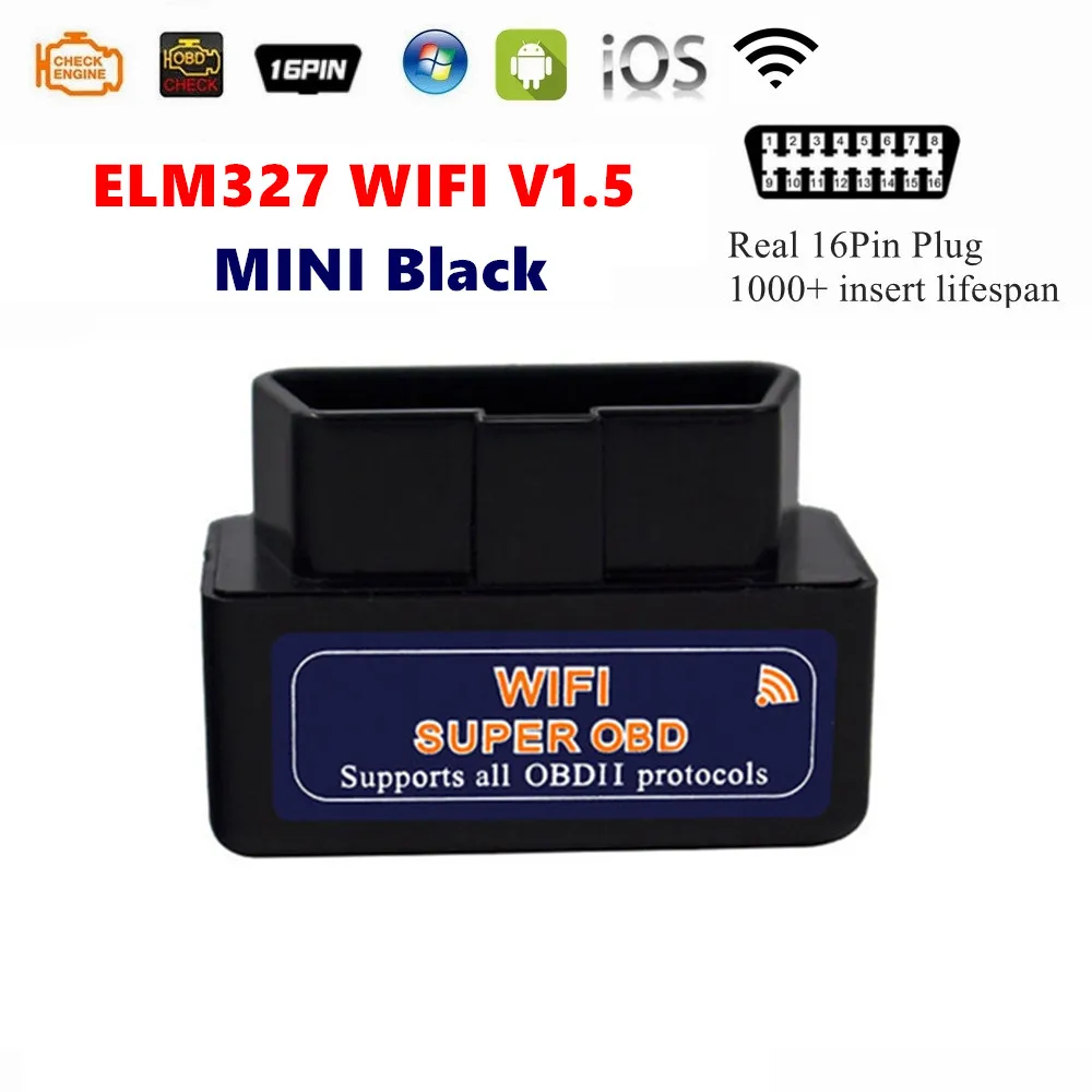 Для IPhone Android PC ELM327 V1.5 WIFI OBD2 Диагностический интерфейс OBDII Scanner Tools ELM 327 Аппаратная