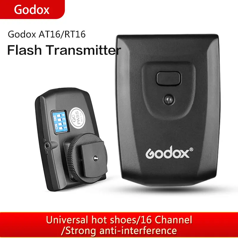 Godox AT-16 Беспроводной триггер для студийной вспышки для Canon, Nikon, Sony, Pentax Olympus, samsung, 16 каналов, переменный ток, Мощность синхронизации Скорость 1/200s - Цвет: AT-16 Trigger