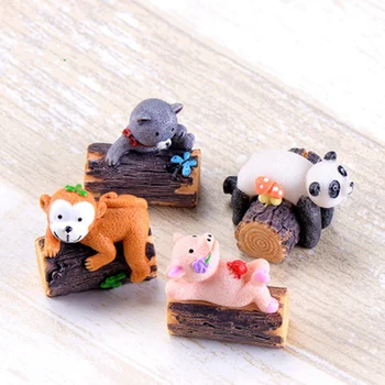 

Animal Panda Monkey Pig Bear Wood Cartoon Guard Sunshine Zoo Model Statue Figurine Crafts Ornament Miniatures Decoration