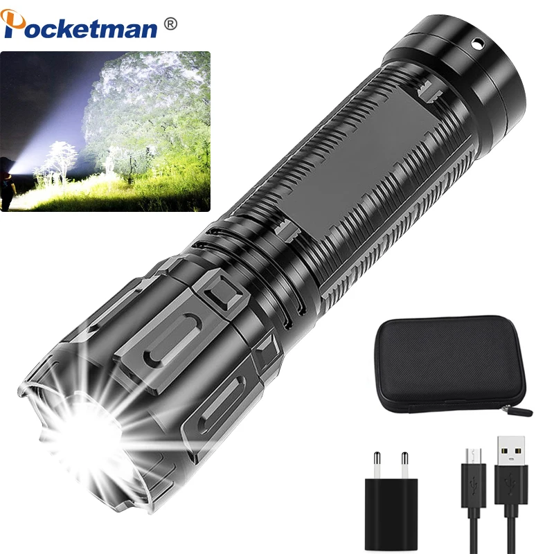 

Ultra Bright Flashlight Tactical Torch USB Rechargeable Flash Light Outdoor Camping Hiking Fishing Multi-function Torch
