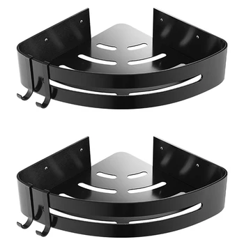 

2Pcs Bathroom Shelf Cosmetic Rack With Single Lever Bath Corner Basket With Hook Bathroom Rack Shelf(Triple-cornered Double Laye