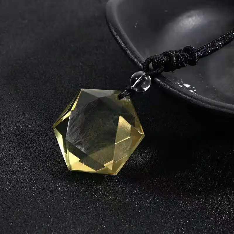 

Genuine Natural Citrine Quartz Yellow Pendant Gemstone Hexagram Six Star Carving 17mm Necklace Drop Shipping AAAAA