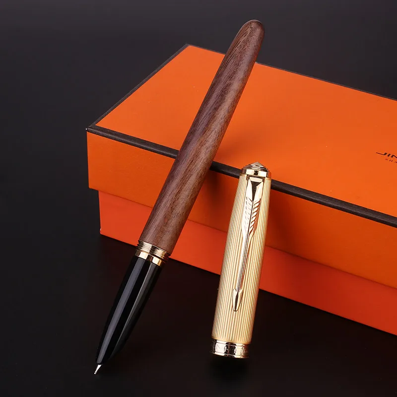 Jinhao 85 Metal/Wood Fountain Pen Golden Clip Extra Fine Nib 0.38mm Writing Gift